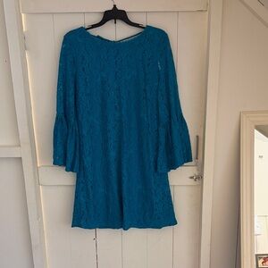 Laundry By Shelli Segal Teal Lace Midi Dress